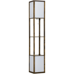 Portland 2 Shelf Brown Floor Lamp with Dual Ambient Light - Size: 26 x 26 x 156cm - Wilko - thumbnail 4