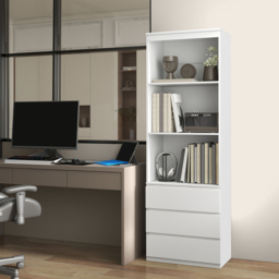 HOMCOM 3 Drawer 3 Shelf White Freestanding Tall Bookshelf - Size: 180 x 35 x 60cm - Wilko - thumbnail 7