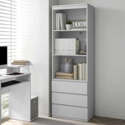 HOMCOM 3 Drawer 3 Shelf White Freestanding Tall Bookshelf - Size: 180 x 35 x 60cm - Wilko - thumbnail 1