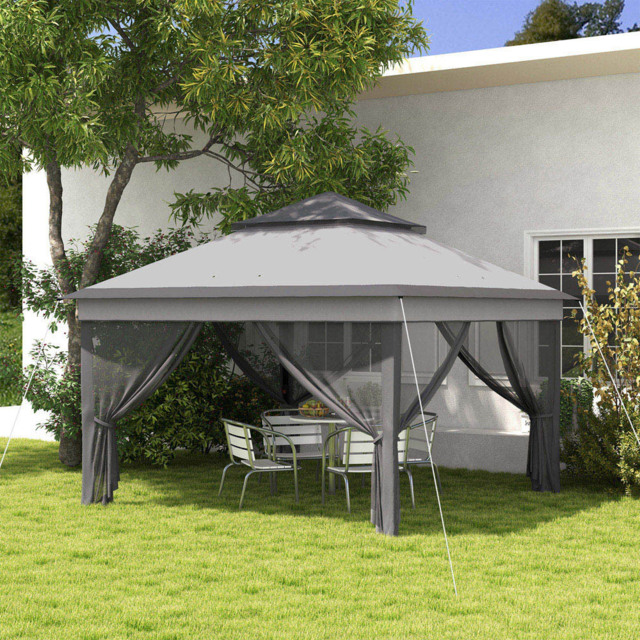Outsunny 3 x 3m Grey Pop Up Gazebo with Net and Carry Bag - Wilko - image 1