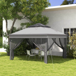 Outsunny 3 x 3m Grey Pop Up Gazebo with Net and Carry Bag - Wilko - thumbnail 1