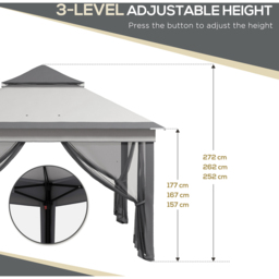 Outsunny 3 x 3m Grey Pop Up Gazebo with Net and Carry Bag - Wilko - thumbnail 7