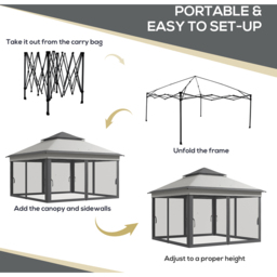 Outsunny 3 x 3m Grey Pop Up Gazebo with Net and Carry Bag - Wilko - thumbnail 5
