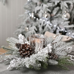 The Christmas Gift Co Snow Pinecone Candle Wreath - Size: 14 x 60 x 60cm - Green - The Christmas Gift Co. - Wilko - thumbnail 3