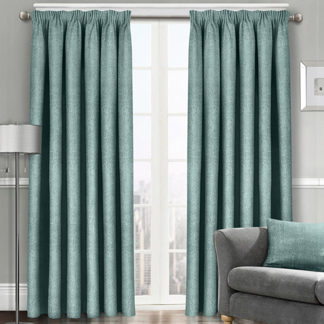 Velosso Westwood Duck Egg Tape Top Curtains 168 x 223cm - Size: W 168 x D 223cm - Blue - Wilko - image 1