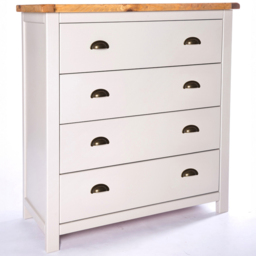 Argenta 4 Drawer Light Grey Chest of Drawers with Brass Cup Handles - Wilko - thumbnail 3