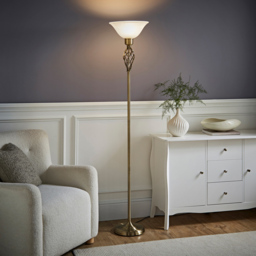 ValueLights Memphis Twist Antique Gold Uplighter Floor Lamp - Size: 168 x 26 x 26cm - Wilko - thumbnail 3