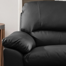 Genoa 3 Seater Black Bonded Leather Sofa - Artemis Home - Wilko - thumbnail 4