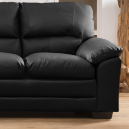 Genoa 3 Seater Black Bonded Leather Sofa - Artemis Home - Wilko - thumbnail 3