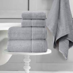 Velosso Velour Plush Cotton Silver Bath Towel Set of 2 - Grey - Wilko - thumbnail 3