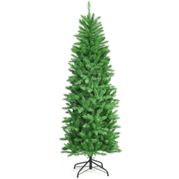 Costway Pre Lit Warm White LED Artificial Pencil Christmas Tree 6ft - Green - Wilko - thumbnail 4