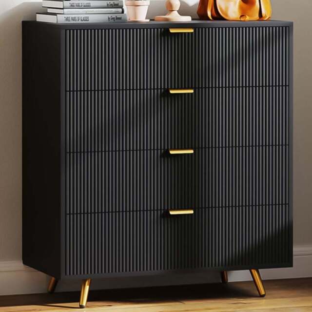 Portland 4 Drawer Black Chest of Drawers - Wilko - image 1