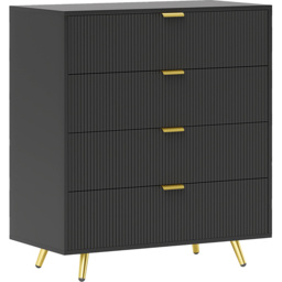 Portland 4 Drawer Black Chest of Drawers - Wilko - thumbnail 3
