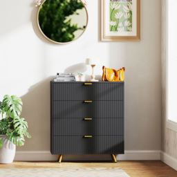 Portland 4 Drawer Black Chest of Drawers - Wilko - thumbnail 6