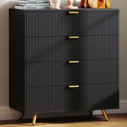 Portland 4 Drawer Black Chest of Drawers - Wilko - thumbnail 1