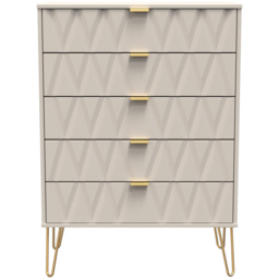 Crowndale Diamond 5 Drawer Matt Kashmir Chest of Drawers - Cream - Wilko - thumbnail 4