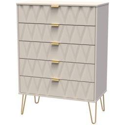 Crowndale Diamond 5 Drawer Matt Kashmir Chest of Drawers - Cream - Wilko - thumbnail 3