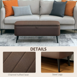 HOMCOM Brown Linen Fabric Storage Ottoman Bench - Size: 44 x 40 x 102cm - Wilko - thumbnail 7