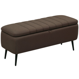 HOMCOM Brown Linen Fabric Storage Ottoman Bench - Size: 44 x 40 x 102cm - Wilko - thumbnail 3