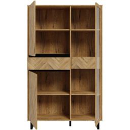 Florence 3 Door Single Drawer Bartex Oak and Black Display Cabinet - Size: 42 x 99.9 x 165.8cm - Furniture to Go - Wilko - thumbnail 5