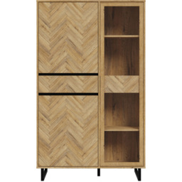 Florence 3 Door Single Drawer Bartex Oak and Black Display Cabinet - Size: 42 x 99.9 x 165.8cm - Furniture to Go - Wilko - thumbnail 4