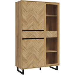 Florence 3 Door Single Drawer Bartex Oak and Black Display Cabinet - Size: 42 x 99.9 x 165.8cm - Furniture to Go - Wilko - thumbnail 3