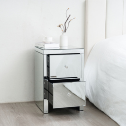 Comfy Living 2 Drawer Mirrored Bedside Table - Silver - Wilko - thumbnail 6