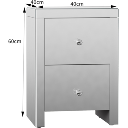 Comfy Living 2 Drawer Mirrored Bedside Table - Silver - Wilko - thumbnail 7