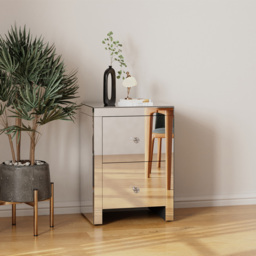 Comfy Living 2 Drawer Mirrored Bedside Table - Silver - Wilko - thumbnail 3