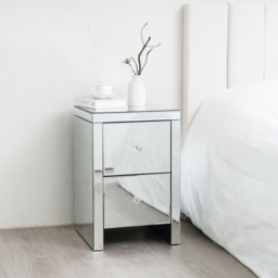 Comfy Living 2 Drawer Mirrored Bedside Table - Silver - Wilko - thumbnail 5