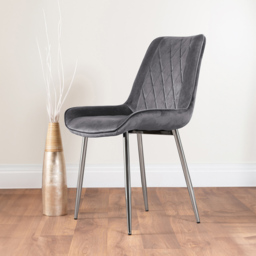 Furniturebox Copeland Cesano Marble Effect 6 Seater Dining Set White Grey and Chrome - Wilko - thumbnail 4
