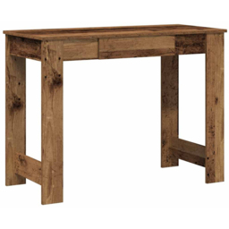 vidaXL Single Drawer Office Desk Old Wood Effect - Size: 75 x 100 x 45cm - Brown - Wilko - thumbnail 3