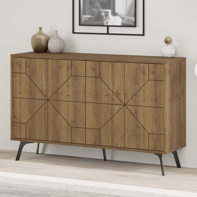Decortie Dune Dark Oak Effect Console Sideboard - Brown - Wilko - image 1