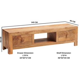 Brooklyn Napoli Toko 2 Drawer Single Shelf Light Mango Wide Screen TV Unit - Brown - Wilko - thumbnail 6