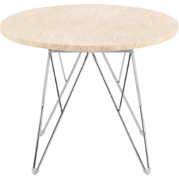 Florence Prunus Matt Beige Round Side Table with Chrome Steel Base - Size: 41.4 x 55 x 55cm - Multi - Furniture To Go - Wilko - thumbnail 4