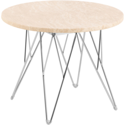 Florence Prunus Matt Beige Round Side Table with Chrome Steel Base - Size: 41.4 x 55 x 55cm - Multi - Furniture To Go - Wilko - thumbnail 3
