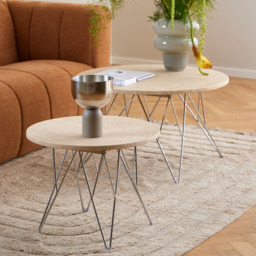 Florence Prunus Matt Beige Round Side Table with Chrome Steel Base - Size: 41.4 x 55 x 55cm - Multi - Furniture To Go - Wilko - thumbnail 7