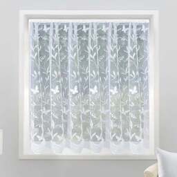 Tyrone Textiles Hawaii Trailing Leaf and Butterfly Pocket Header Net Curtain 500 x 91cm - White - Wilko