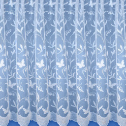 Tyrone Textiles Hawaii Trailing Leaf and Butterfly Pocket Header Net Curtain 500 x 91cm - White - Wilko - thumbnail 3