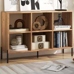 Costway 6 Cube Natural Wooden Bookshelf - Size: 6 Shelf - Cream - Wilko