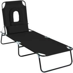 Outsunny Black 4 Level Reclining Sun Lounger with Reading Hole - Size: 1 Seater - Wilko - thumbnail 3