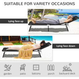 Outsunny Black 4 Level Reclining Sun Lounger with Reading Hole - Size: 1 Seater - Wilko - thumbnail 6