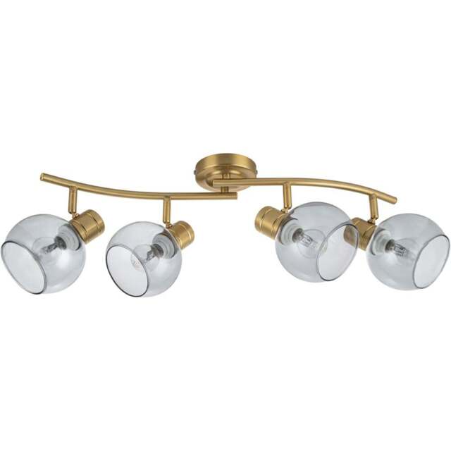 Cosylyte Hilston 4 Light Smoky Glass Shade Gold Wavy Bar Spotlight with Metal Base - Size: 50 x 30 x 16.5cm - Wilko - image 1
