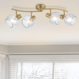Cosylyte Hilston 4 Light Smoky Glass Shade Gold Wavy Bar Spotlight with Metal Base - Size: 50 x 30 x 16.5cm - Wilko - thumbnail 3