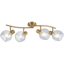 Cosylyte Hilston 4 Light Smoky Glass Shade Gold Wavy Bar Spotlight with Metal Base - Size: 50 x 30 x 16.5cm - Wilko - thumbnail 4