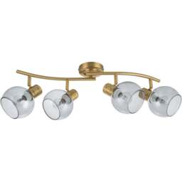 Cosylyte Hilston 4 Light Smoky Glass Shade Gold Wavy Bar Spotlight with Metal Base - Size: 50 x 30 x 16.5cm - Wilko
