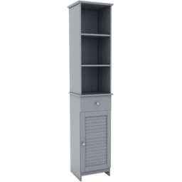 Costway Single Door Single Drawer 3 Shelf Grey Tall Bathroom Cabinet - Size: 34.5 x 30 x 164cm - Wilko - thumbnail 3