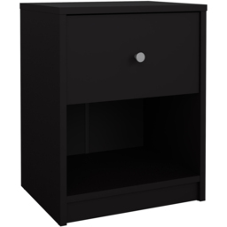 Furniture To Go May Single Drawer Single Shelf Black Bedside Table - Wilko - thumbnail 3