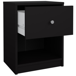 Furniture To Go May Single Drawer Single Shelf Black Bedside Table - Wilko - thumbnail 5