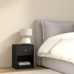 Furniture To Go May Single Drawer Single Shelf Black Bedside Table - Wilko - thumbnail 7